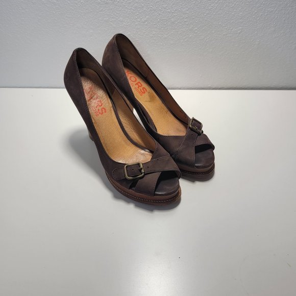 Kors by Michael Kors Brown Leather Peep Toe Pump Size 7 - Picture 1 of 8